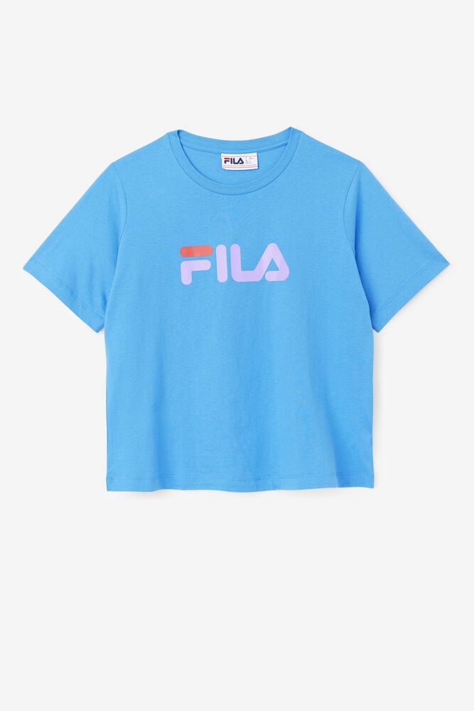 Fila Thea Blue T-Shirt Womens - NZ 61897-HLCJ